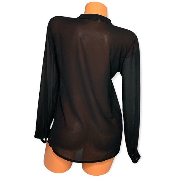 SusyMix Womens Black V-Neck Sheer Blouse Size Small And Medium - Picture 2 of 12